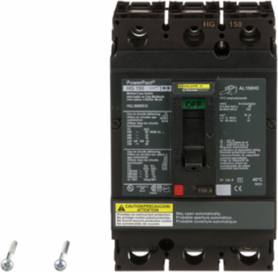 PowerPacT H Automatic Switch, 150A, 3 Pole, 600V AC, 18kA