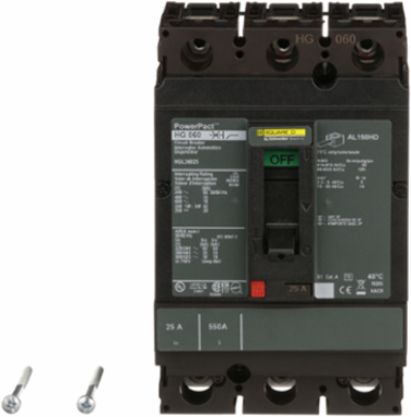 PowerPact H Circuit Breaker, 25A, 3 Pole, 600VAC, 18kA, Thermal-Magnetic