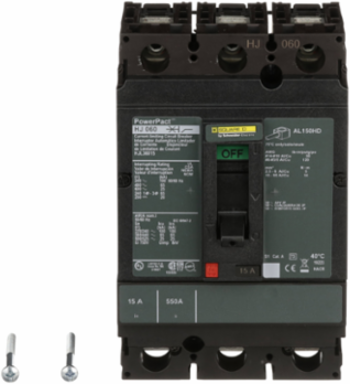 PowerPacT H Circuit Breaker, 15A, 3 Pole, 600VAC, 25kA, Thermal Magnetic