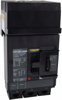 Circuit breaker, PowerPacT H, 100A, 3 pole, 600VAC, 50kA, I-Line, thermal magnetic, 80%, padlock handle, ABC