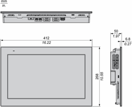 15" wide screen touch panel, 16M colors, COM x 2, ETH x 1, USB host / device, RTC, DC24V