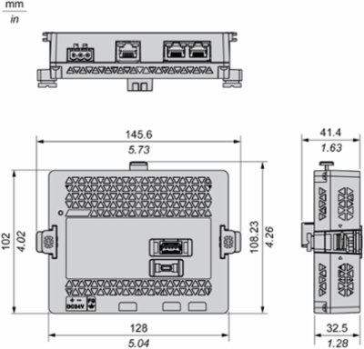 Harmony ST6 Touch Panel Screen, 24VDC, 1 COM, 2 Ethernet, 145.6 mm Width