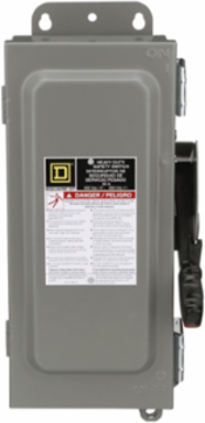 Safety switch, heavy duty, non fusible, 30A, 3 wire, 3 pole, 30HP, 600V AC/DC, NEMA 12