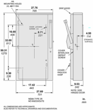 Heavy Duty Safety Switch 400A 3-Pole 600VAC/DC NEMA 3R