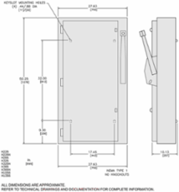 Heavy Duty Safety Switch, 600A, 3 Pole, 500HP, NEMA 1, 600V AC/DC