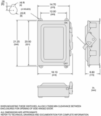 Heavy Duty Non-Fusible Safety Switch 600V 60A 4-Pole NEMA 12