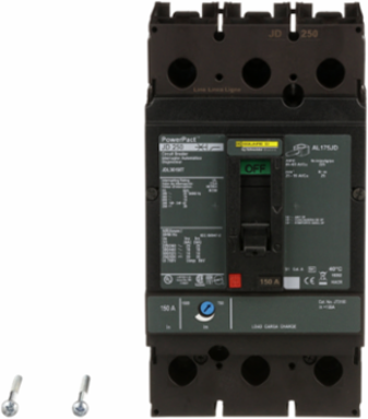 Circuit breaker, PowerPacT J, 150A, 3 pole, 600VAC, 14kA, lugs, thermal magnetic, 80%, interchangeable trip units