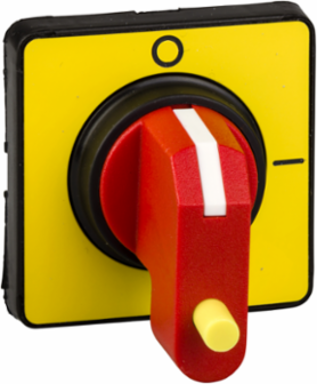 TeSys Vario Rotary Handle, 45x45 mm, Red Handle, Yellow Plate, IP65