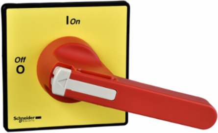 TeSys Control Rotary Handle, Red Handle, Yellow Front Plate, IP65, 90x90 mm