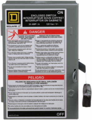 Light Duty Fusible Safety Switch 30A 1 Pole 120V AC NEMA 1