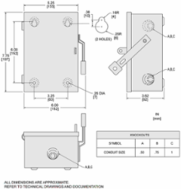 Light Duty Fusible Safety Switch, 30A, 2 Poles, 120VAC, NEMA 1