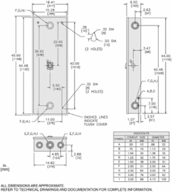 Circuit Breaker Enclosure 125A-400A NEMA 1 15.28 Inch W x 44.48 Inch H x 6.5 Inch D
