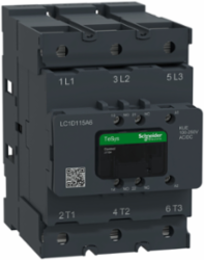 Contactor, Tesys Deca Advanced, 3P(3NO), 75hp at 480V, 115A, 100-250V AC/DC coil,lugs-ring or bars