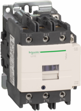 IEC contactor, TeSys Deca, nonreversing, 95A, 60HP at 480VAC, 3 phase, 3 pole, 3 NO, 400VAC 50/60Hz coil, open style