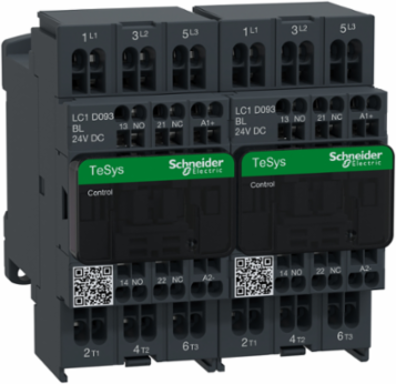 TeSys Deca Reversing Contactor, 3 Poles, 9A, 24V DC Coil, 90mm Width