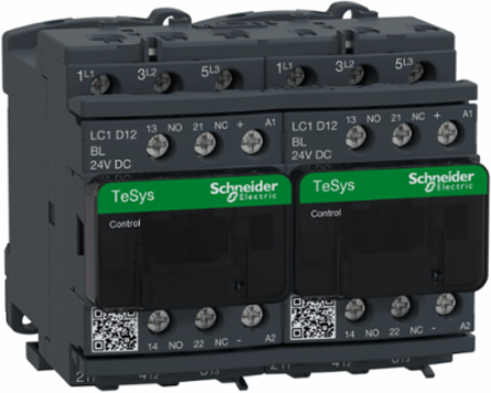 TeSys Deca Reversing Contactor, 3 Pole, 12A, 24V DC Coil, IP20