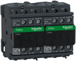 Reversing contactor, TeSys Deca Advanced, 3P(3NO), AC-3/3e, <=440V, 12A, 48...130V AC/DC coil, screw clamp terminals