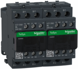 Reversing Contactor, TeSys Deca, 3P(3NO), AC-3, <=440V, 32A, 12V DC coil, screw clamp terminals