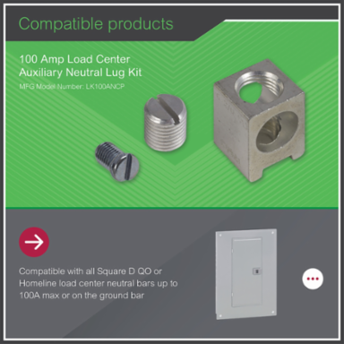 Load Center Lug Kit Accessory, Neutral, 150A, AWG 2-3/0, Aluminum/Copper
