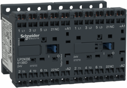 TeSys K Reversing Contactor 3P 6A 24V DC Coil 90mm Width
