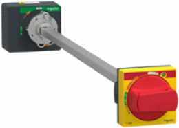 Extended rotary handle, ComPacT NSXm, red handle/yellow front, shaft length 200mm to 600mm, IP54