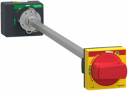 Extended rotary handle, ComPacT NSXm, red handle/yellow front, shaft length 200mm to 600mm, IP65