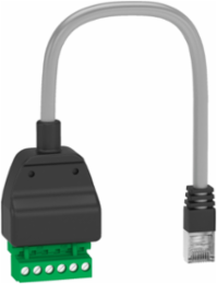 Modbus adaptor cable, ComPacT, MasterPact, RJ45 to open connector adaptor, 190mm length