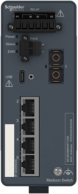 Modicon Managed Network Switch, 4 Copper & 1 Fiber Port, IP30