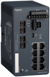 Managed Network Switch, 8 Copper Ports, 2 Fiber Optic, IP30