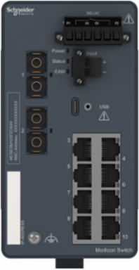Modicon Managed Switch 8 Copper + 2 Fiber Optic Ports, IP30