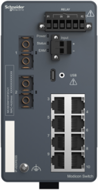 Modicon Extended Managed Switch - 8 ports for copper + 2 ports for fiber optic multimode