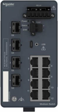 Modicon Managed Network Switch, 8 Ports for Copper, 4 Gbps SFP