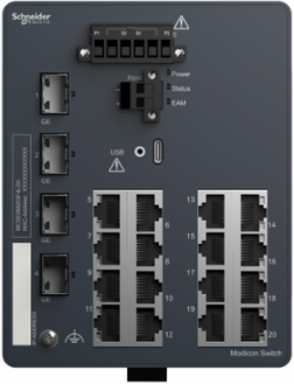 Modicon Managed Network Switch, 16 Copper Ports, 4 Gigabit SFP, 0-60°C