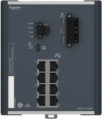 Modicon Networking Managed Network Switch, 8 Gigabit Ports, 144.2 mm Height