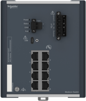 Modicon PoE Managed Switch - 8 Gigabit Ports, -40 to +70 °C