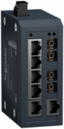 Modicon Unmanaged Network Switch, 6 Copper & 2 Fiber Ports, IP30