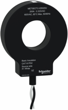 solid core current transformer, PowerLogic UL2808 CT, 200A, 0.333V output, 25mm diameter, 6ft lead