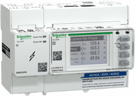 DIN rail meter, PowerLogic EM3570, Ethernet, LVDC, Rogowski CT input bundled with external Power Supply