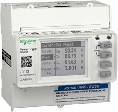 DIN rail meter, PowerLogic EM3570, Ethernet, LVDC, LVCT input