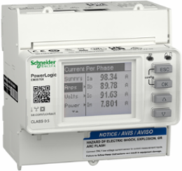DIN rail meter, PowerLogic EM3570, Ethernet, LVDC, LVCT input