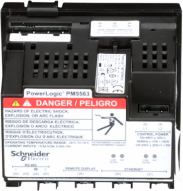 PowerLogic PM5563 Power Meter, 1-1/2 MB Memory, 2 Digital Outputs, DIN Mounted
