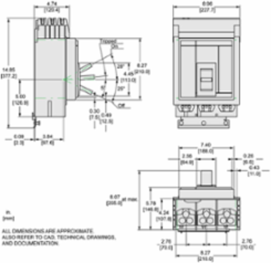 PowerPact M Circuit Breaker, 500A, 3 Pole, 25kA, 600VAC, ET 1.0