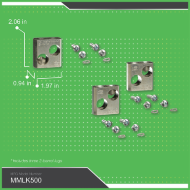 MP Meter Pak Lug Kit, 3 Lugs for 3/0 AWG to 500 kcmil Wires, UL Listed