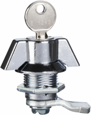 Chrome-Plated Handle Lock 1242E for Spacial S3X Enclosures, Key Lock