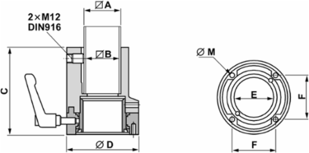 Vertical Rotating Fixing for 50 mm Square Tube, 310° Angle, 1.25 kg Load Capacity