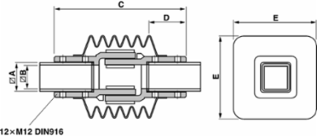 Multi-Purpose Articulated Tube Joint, 50 mm Square, 4.25 kg Load, 170 Angle