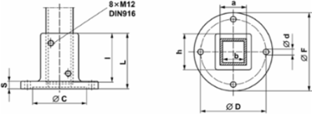 Fixed Subbase 50 mm for PanelSeT S3CM, Moulded Steel, 3.25 kg Load