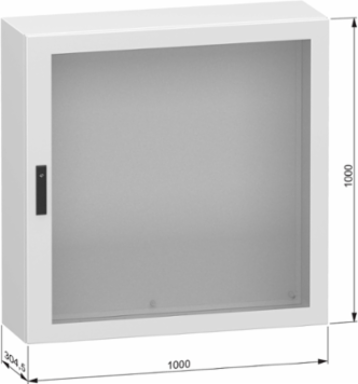 Glazed steel door, PanelSeT CRN, without mounting plate, 1000x1000x300mm, IP66, IK08, RAL7035