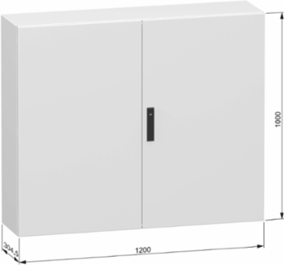 Double plain steel door, PanelSeT CRN, without mounting plate, 1000x1200x300mm, IP55, IK10, RAL7035