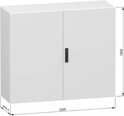 Double plain steel door, PanelSeT CRN, without mounting plate, 1000x1200x400mm, IP55, IK10, RAL7035
